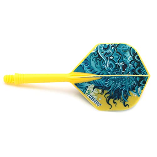 CUESOUL Integrated Dart Shaft and Flights with Four Mythological Symbols Design-Size M 28mm - color: White-Black Tortoise