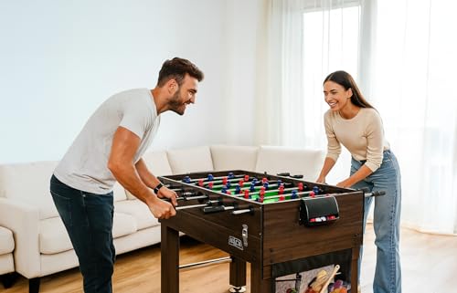 KICK Morpheus 55" 5-in-1 Multi-Game Table – Foosball, Billiards/Pool, Ping Pong, Glide Hockey, and Basketball - color: Brown