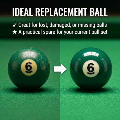 KONLLEN Single Replacement Pool Ball – 2-1/4" Regulation Size & Weight Billiard Ball Made of Phenolic Resin (Choose 1–15 or Cue Ball) - color: #6