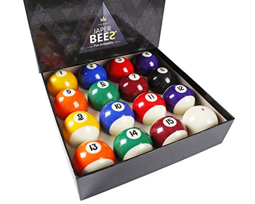 JAPER BEES Billiard Ball/Pool Ball Set Complete 16balls 2-1/4" Regulation Size&Weight Resin Ball - style: Deluxe Standard