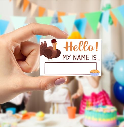Thanksgiving Party Decorations, Thanksgiving Games for Adult Turkey Hunt Game, What's Your Turkey Name,1 Game Sign and 30 Name Stickers, Activity Games for Adult Parties, Holiday Activity - style: Thanksgiving 001
