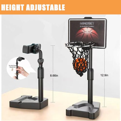GYSH Mini Desktop Basketball Hoop for Office,Tiny Tabletop Basketball Game Toy,Desk Toys for Office for Adults,Indoors Smallest Foam Basketball,with Phone Holder(Stands) - style: Basketball Stands