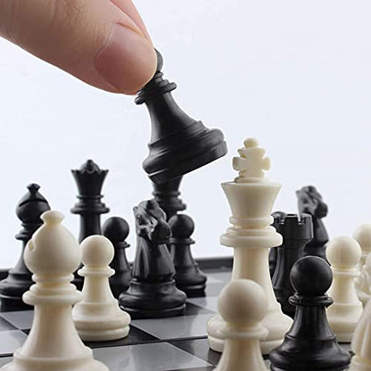 DINOBROS Magnetic Travel Chess Set with Folding Board Portable Chess Board Games Gift for Kids and Adults - style: Chess Set