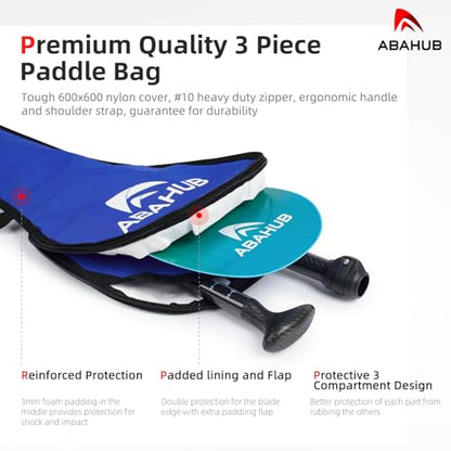 Abahub Carbon Fiber SUP Paddles, 1 x 3 Section Adjustable 67" - 86" Carbon Fiber Shaft, Lightweight Stand-up Paddle Oars for Paddleboards, with a Carrying Bag - color: Gradient Green Print
