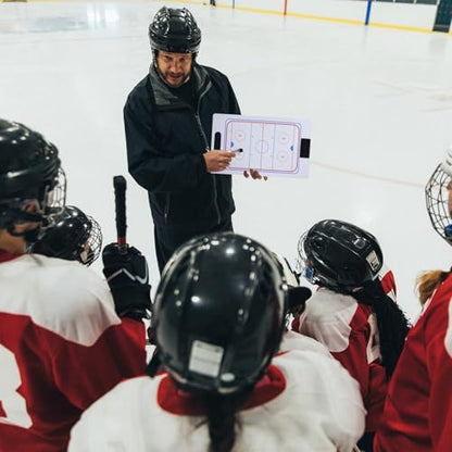 Joyeee Ice Hockey Coaching Board, Pro Full & Half Court Dry Double-Sided Erase Tactical Whiteboard with Marker and Pen Clip for Coaches, Player, Hockey Equipment Accessories, Perfect Coach Gifts - style: Hockey whiteboard
