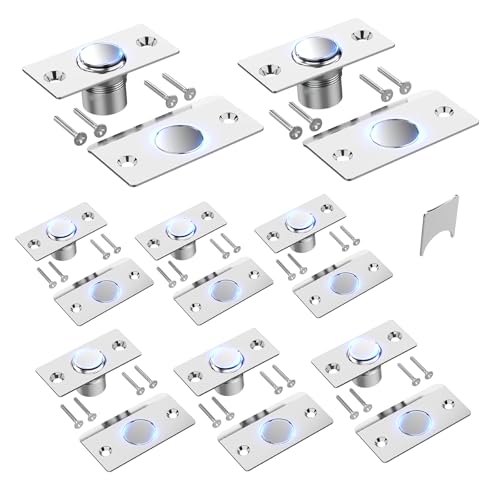 Mousike Door Ball Catch Hardware, Adjustable Hidden Magnetic Ball Catch, Stainless Steel Strike Plate with Strong Suction, Door Ball Catch Replacement for Top of Door (8 Pack, Silver) - color: Silver, size: 8 Pcak - Magnetic