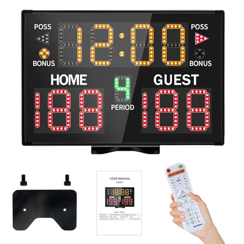 LUCKY TIME Electronic Basketball Scoreboard with Buzzer, Digital Scoreboard with Remote,Portable Score Keeper Battery Powered Score Board for Sports Games - style: 11digits-battery