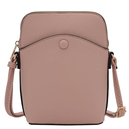 Solene Small Crossbody Bag with Gold Hardware, Mini Shoulder Purse with Adjustable Strap - color: Blush