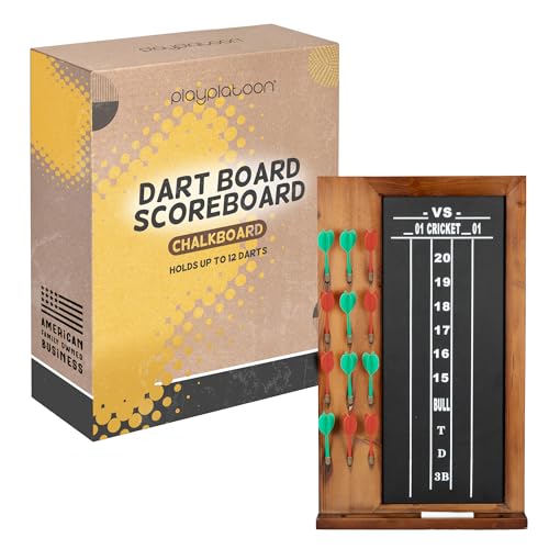 Play Platoon Dart Scoreboard & Darts Holder Wall Mount - Wood Score Board, Professional Darts Accessories, Dart Holder - size: 20 x 12 inch, style: Chalkboard