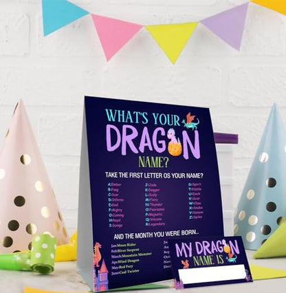 Dragon Birthday Party Decorations-Birthday Party Games,Dragon Theme Birthday Party Sign,Baby Shower Decorations,Birthday Party Game,Baby Shower Games,What's your Dragon Name - style: Dragon 2