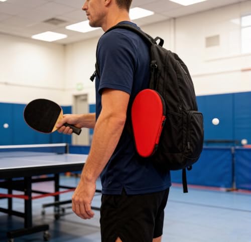 Colorful Table Tennis Racket Cover Ping Pong Paddle Bag Table Tennis Racket Case - color: Red