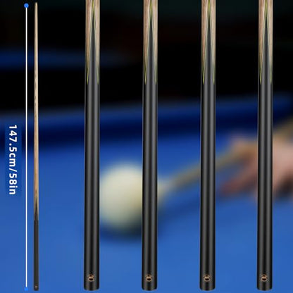 AKLOT Pool Cues Sticks, 57" /36" Billiard Cues Sticks 13/12mm Tip One Piece Wood Pool Cue with 20/12oz Pool Sticks for Adults Beginners Small Spaces Bar - size: Black Pool Cues Set of 4