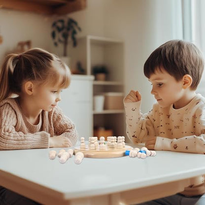 Gothink Wooden Memory Chess Matching Game, 7.5 Inch Wooden Memory Match Stick Chess Board Game, Educational Games for Kids, Montessori Preschool Toy for Toddler Birthday Gift - style: Memory Chess Match Game
