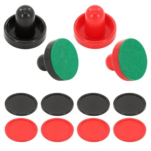 16 PCS Air Hockey Pucks and Paddles, Great Goal Handles Pushers Air Hockey Replacement Accessories for Game Tables(4 Pushers, 4 Pads, 8 Pucks)
