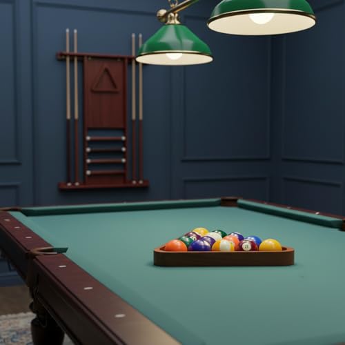 Solid Wood Billiard Triangle Rack for Standard Pool Balls - Durable Wooden Frame for 8-Ball & 9-Ball Games - color: Burgundy