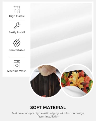 Savannan Office Chair Cover, Fall Watercolor Maple Leaves Protective Stretch Elastic Universal Cover for Desk Task Chair,Computer Rotating Chair 1 Pcs Thanksgiving Plant on Dark Wood