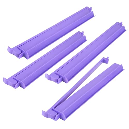 4 Pcs 18.7 Inch Purple Acrylic Mahjong Tile Racks with Pushers for Game Night American Mahjong Racks Tile Set for Mah Jong Lovers and Beginners - color: Purple