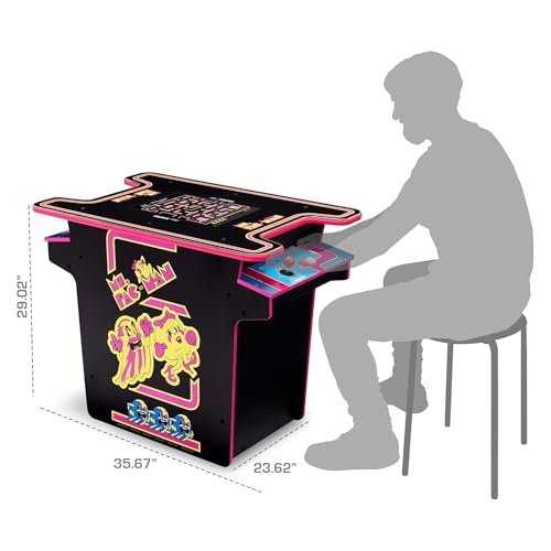Arcade1Up Ms.PAC-MAN Head-to-Head Arcade Machine – Retro Home Arcade Table with 12 Classic Games, Light-Up Control Deck & Real-Feel Joysticks
