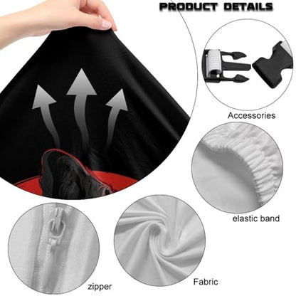 Wolf Flower Print Game Chair Cover with Armrest Covers Soft Comfy Elastic Computer & Gaming Chair Slipcover Dust-Proof Washable Rotating Chairs Protector - color: Black and Red - Wolf Flower