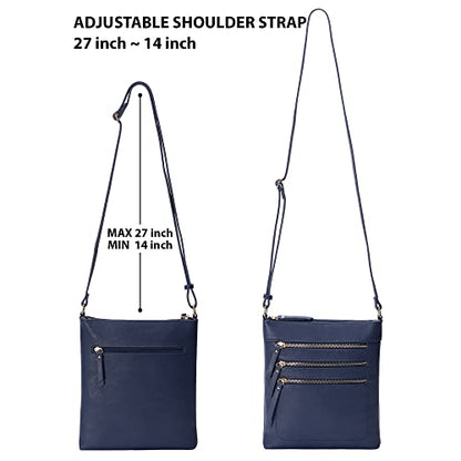 Solene Crossbody Bag Functional Multi Pocket Messenger Purse Top Zip Closure Shoulder Handbag With Adjustable Strap - color: Navy
