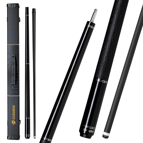 Carbon Fiber Pool Cue Stick 10.5mm/11.8mm/12.5mm,Low Deflection Pool Stick with Rare Wood Butt,Professional Cue Stick with Box Case - color: Ebony_Leather Wrap_12.5mm