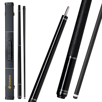 Carbon Fiber Pool Cue Stick 10.5mm/11.8mm/12.5mm,Low Deflection Pool Stick with Rare Wood Butt,Professional Cue Stick with Box Case - color: Ebony_Leather Wrap_12.5mm