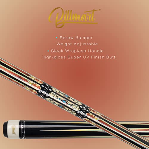 Billmart Pool Cue Stick, Low Deflection Shaft Billiard Cue Sticks with Hard Case, Pool Table Sticks Queue, 19-21 oz Pool Que - color: Brown, size: 19 oz