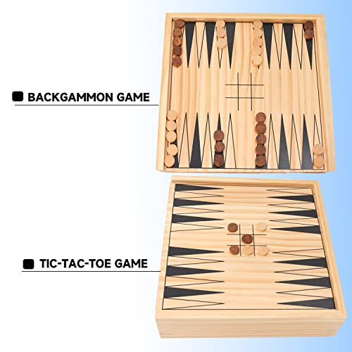 GSE Games & Sports Expert Wooden 9-in-1 Chess, Checkers, Backgammon, Dominoes, Chinese Checkers, Tic-Tac-Toe, Ludo, Playing Cards & Poker Dice Game Combo Set