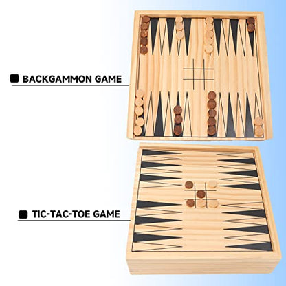 GSE Games & Sports Expert Wooden 9-in-1 Chess, Checkers, Backgammon, Dominoes, Chinese Checkers, Tic-Tac-Toe, Ludo, Playing Cards & Poker Dice Game Combo Set