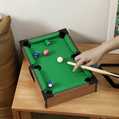 Mini Pool Table Wooden Billiards Tabletop Board Game for Family Night Party Time Gift for Cat Lovers - size: 14"