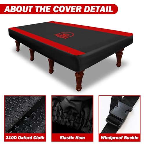 COVERVIN Billiard Pool Table Cover,Heavy Duty 210D Oxford Cloth Material All Weather Waterproof Dustproof UV Protection(9ft/Red) - color: Red, size: 9FT