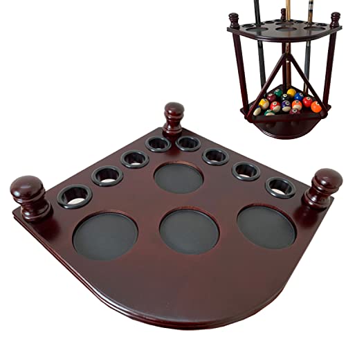 Pool Cue Rack Hold up to 8 Sticks & Billiard Accessories. Floor Stand Pool Cue Stick Holder Made of 100% Solid Hardwood.(Traditional Mahogany) - color: Traditional Mahogany