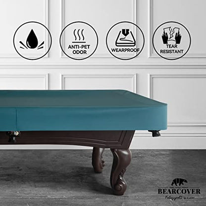 Heavy Duty Leatherette Billiard Pool Table Cover, Waterproof & Tearproof Cover for Pool Table 7/8/9FT (10 Colors Available) (8 Feet/Malachite Green)
