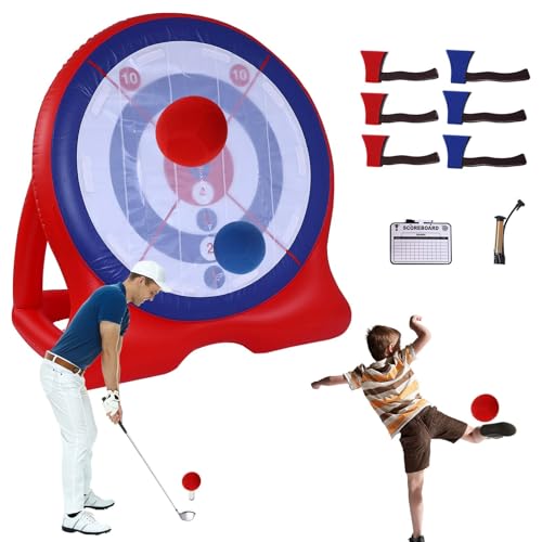 6-Foot Giant Inflatable Dartboard (Includes air Pump), 6 Axe Darts, and 2 Soccer Balls; Large Carnival Games, Backyard Games, Giant Outdoor Games, and Inflatable Games