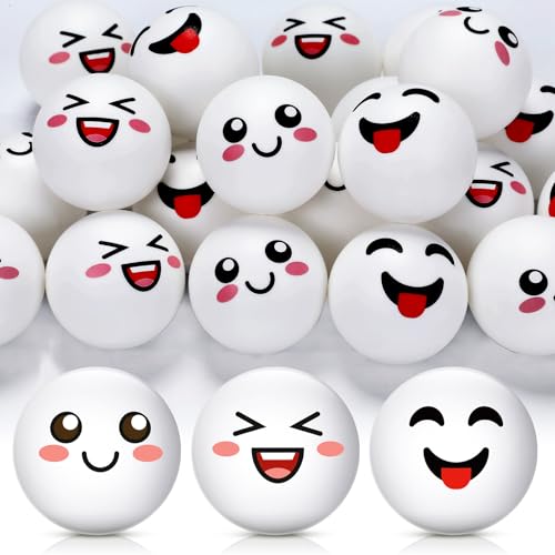 24 Pcs Novelty Table Tennis Balls 3 Special Emotion Face Cute Table Tennis Balls Accessories for All Golfers Birthday Fun Gift Game Art Pet - color: white