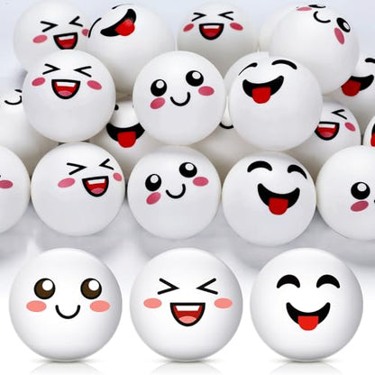 24 Pcs Novelty Table Tennis Balls 3 Special Emotion Face Cute Table Tennis Balls Accessories for All Golfers Birthday Fun Gift Game Art Pet - color: white
