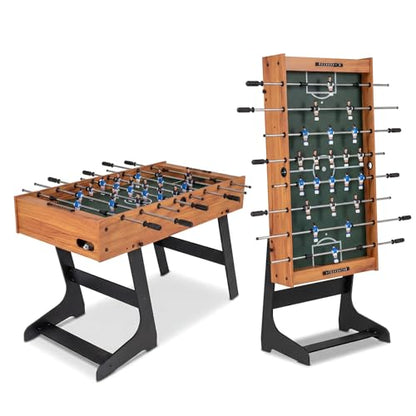 Goplus Folding Foosball Table, 48'' Full Competition Size Soccer Table for Adults Family Night, Game Room, Party - color: Natural