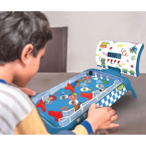 LEXiBOOK, Toy Story, Electronic Table Pinball, Digital Scoring LCD, Sounds and Lights, 4 Flippers and 5 Bumpers, Adjustable Stands, Ball Included, Blue, JG610TS