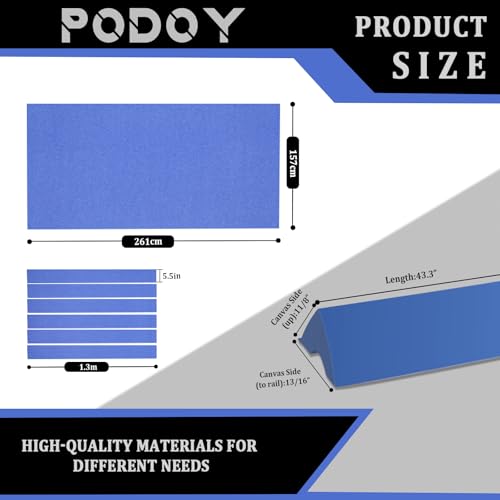 Podoy 8ft Pool Table Replacement Kit, Pool Table Bumpers (Set of 6) with Felt Cloth/Cushion Facings (Set of 12) for Billiard Rail Rubber Bumpers Home & Pro Use Billiard Rail & Pocket Accessories - color: BULE WITH CLOTH