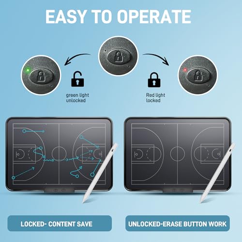 Electronic Basketball Coaching Board – 16 Inch Double-Sided Rechargeable LCD Writing Tablet & Dry-Erase Magnetic Tactical Board with Stylus Pen – Essential for Coaches Training & Game Strategy
