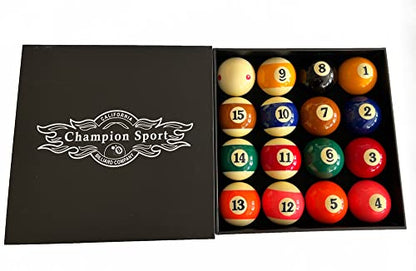 Champion Deluxe 2-1/4" Billiard Pool Ball Set Complete 16 Ball Set (Several Style Available) - color: Pro TV Pool Balls Set