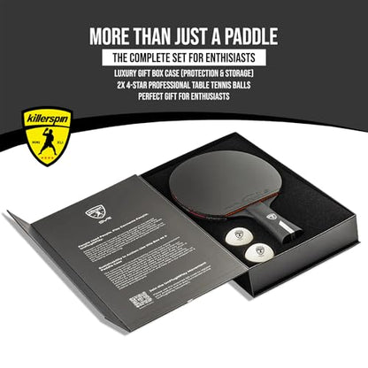 Killerspin Stilo7 SVR Ping Pong Paddle, Performance-Level Table Tennis Racket with Carbon Technology, Memory Book Case, Black