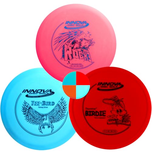 Innova Disc Golf DX 3 Disc Set | Driver, Midrange, Putter | Teebird, RocX3, Birdie + G3T Blank top mini