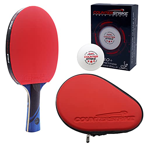 Phantom Light Paddle Bundle (Includes Hard Case & 6 Balls) | Ping Pong Paddle | Table Tennis Paddle | Offensive Table Tennis Paddle | Pre-Assembled Paddle | ITTF Approved | Ping Pong Set - color: Red Paddle Hard Case