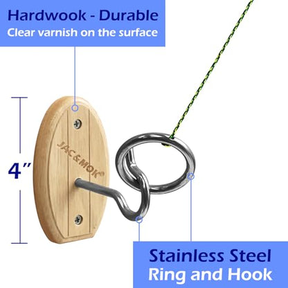 Hook and Ring Toss Game Swing Game DIY Kit -Stainless Steel Ring, Polyester Rope and Hardware - style: short board -green 1