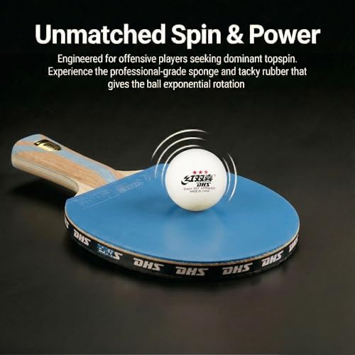 DHS Ping Pong Paddles Professional Level Table Tennis Rackets - ITTF Approved -Pro Ping Pong Paddle for Advanced Control & Speed - Table Tennis Racket for Offensive Players - color: Blue