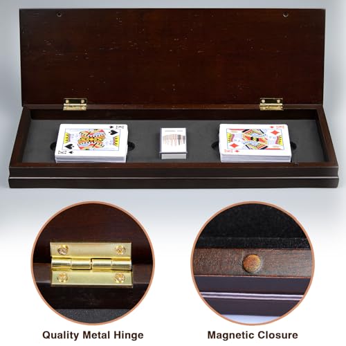 VAMSLOVE Upgraded Wooden 4-Track Cribbage Board Game Magnetic Scoreboard with Large Slots for Storing 2 Playing Cards and 12 Metal Pegs, Travel Family Game Night (Instruction Included)
