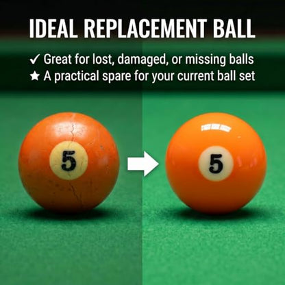 KONLLEN Single Replacement Pool Ball – 2-1/4" Regulation Size & Weight Billiard Ball Made of Phenolic Resin (Choose 1–15 or Cue Ball) - color: #5