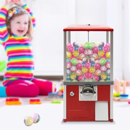 Gumball Machine for Kids, 25-Cent Vending Machines, PS Bouncy Balls Dispenser, 1.77-1.97in Huge Load Capacity Coin Operated Gumball Bank, Hold 200 Capsule Toys for Retail/Game Store (Red) - color: Red