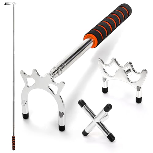Pumtus Retractable Pool Cue Bridge, Billiards Cue Rest with 3 Pieces Removable Alloy Bridge Head, Snooker Pool Cue Bridge Stick, Billiards Table Accessories for Pool Table, Game, Competition